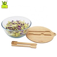 PYGLASS eco-friendly round glass salad bowl with spork